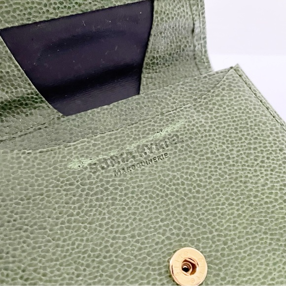 Sonia Rykiel green leather vintage rare snap pouch - Picture 10 of 11